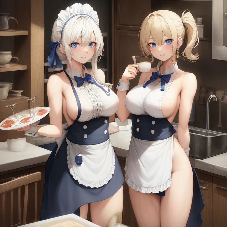 [Holara] 中長發 捲髮 室內的 乳頭 側胸 傑作 裸體圍裙 [插畫]